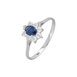 Saphir Ring Weißgold 585 Zirkonia