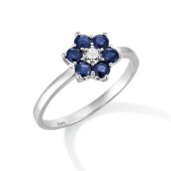 Saphir Ring Wei&szlig;gold 585 Brillant 0,03 ct.