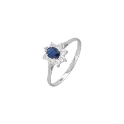 Saphir Ring Wei&szlig;gold 585 Zirkonia