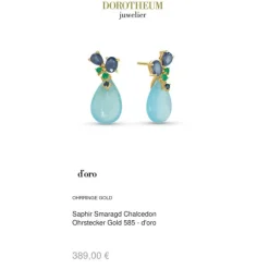 Saphir Smaragd Chalcedon Ohrstecker Gold 585