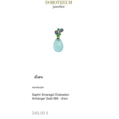 Saphir Smaragd Chalcedon Anh&auml;nger Gold 585