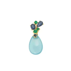 Saphir Smaragd Chalcedon Anh&auml;nger Gold 585