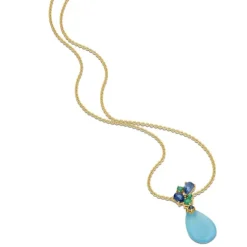 Saphir Smaragd Chalcedon Anh&auml;nger Gold 585