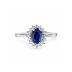 Saphir Verlobungsring Wei&szlig;gold 585 Brillanten 0,25 ct.