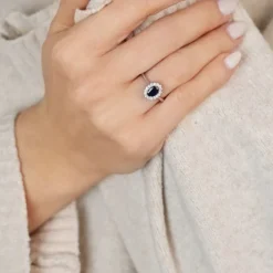 Saphir Verlobungsring Wei&szlig;gold 585 Brillanten 0,25 ct.
