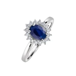 Saphir Verlobungsring Wei&szlig;gold 585 Brillanten 0,25 ct.