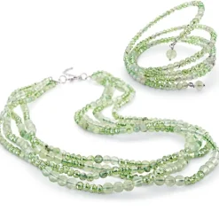 Schmucksteingarnitur Collier / Armkette Prehnit
