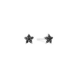 Schwarze Diamanten Ohrstecker "Stern" Wei&szlig;gold 585
