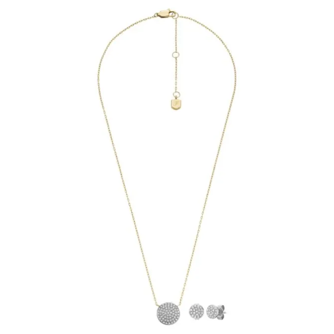 Set Collier/Ohrstecker Stahl gold ionenplattiert