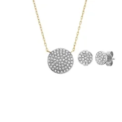 Set Collier/Ohrstecker Stahl gold ionenplattiert