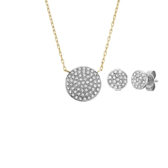Set Collier/Ohrstecker Stahl gold ionenplattiert