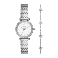 Set: Damen Uhr und Armkette "CARLIE" Quarz Stahl