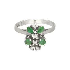 Smaragd Brillant Ring Wei&szlig;gold 585 - Gr. 52 - Privatbesitz