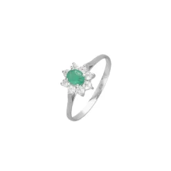Smaragd Ring Wei&szlig;gold 585 Zirkonia