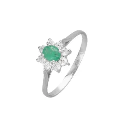 Smaragd Ring Wei&szlig;gold 585 Zirkonia