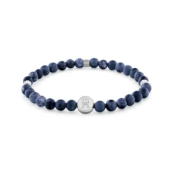 Sodalith Armkette "Beads" Stahl