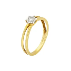 Solitär Ring Gold 585 bicolor Brillant 0,17 ct.