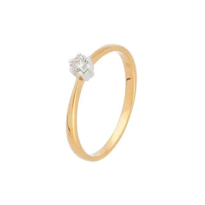 Solitär Ring Roségold/Weißgold 585 Brillant 0,10 ct.