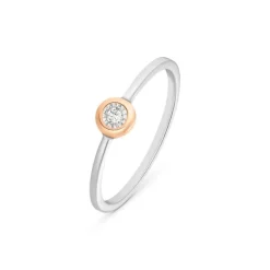 Solitär Ring "smiley" WG/RG 585 "Soft Peach" Brillant ca. 0,04 ct.