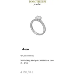 Solit&auml;r Ring Wei&szlig;gold 585 Brillant 1,00 ct.
