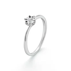 Solit&auml;r Ring Wei&szlig;gold 585 Brillant 0,06 ct.
