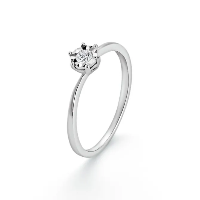 Solitär Ring Weißgold 585 Brillant 0,06 ct.
