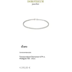 Tennisarmband Diamanten 0,79 ct. Wei&szlig;gold 750