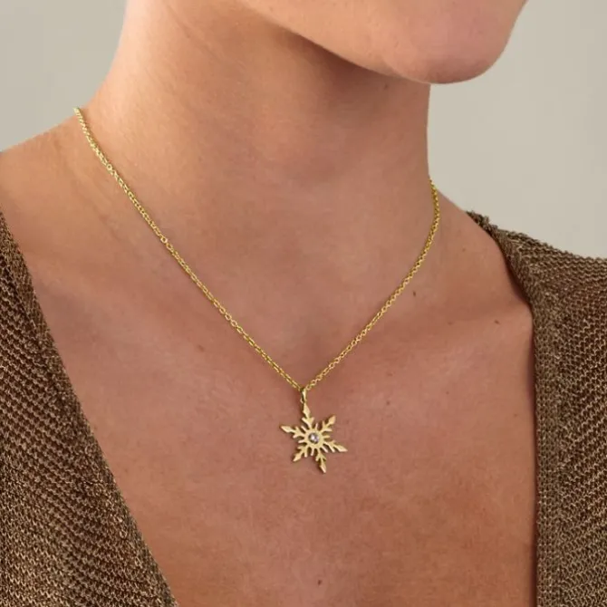 Topas Anhänger "Schneeflocke" Silber 925 vergoldet