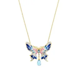 Topas Collier/Brosche "Schmetterling" Silber 925 vergoldet