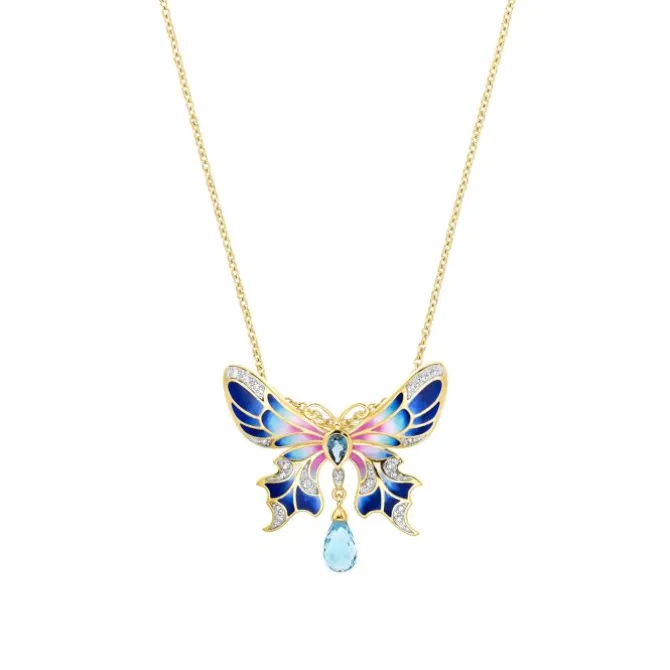 Topas Collier/Brosche "Schmetterling" Silber 925 vergoldet