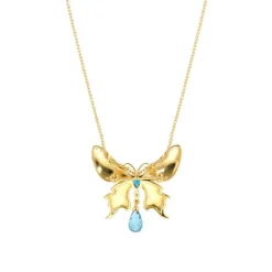 Topas Collier/Brosche "Schmetterling" Silber 925 vergoldet