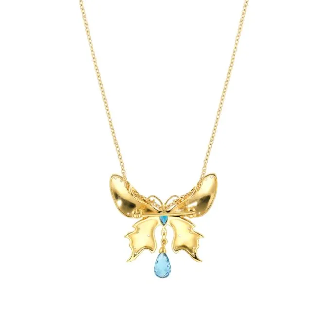 Topas Collier/Brosche "Schmetterling" Silber 925 vergoldet