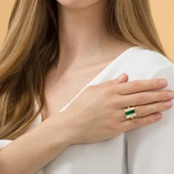 Topas Malachit Ring Silber 925 vergoldet