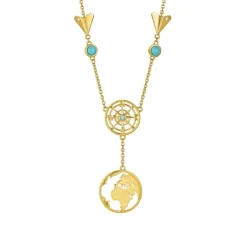 Topas T&uuml;rkis Collier "Globetrotter" Silber 925 vergoldet